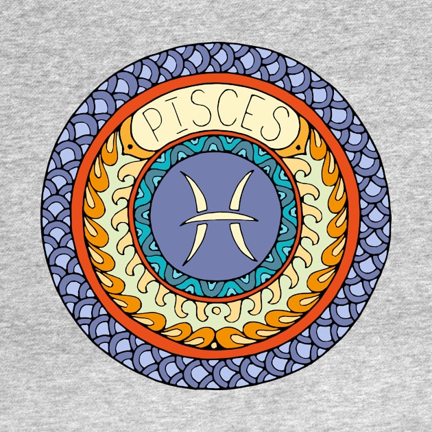 Pisces Zodiac Sign Colorful Birth Horoscope Circle by peter2art